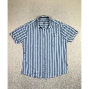 Kuhl Shirt Mens Medium Blue Striped Short Sleeve Button Front Outdoor Casual